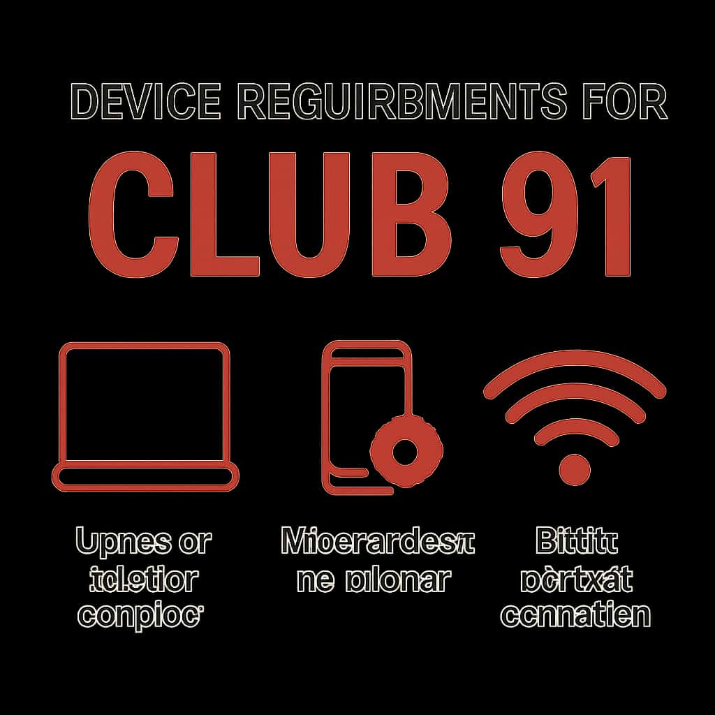 Illustration detailing device compatibility for Club 91.
