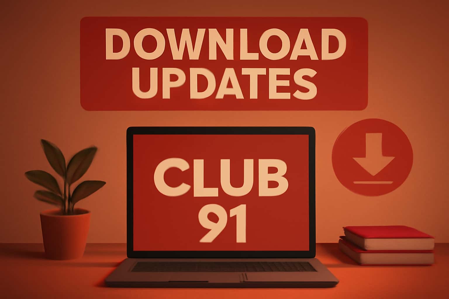 A visual representation of downloading the Club 91 app updates.
