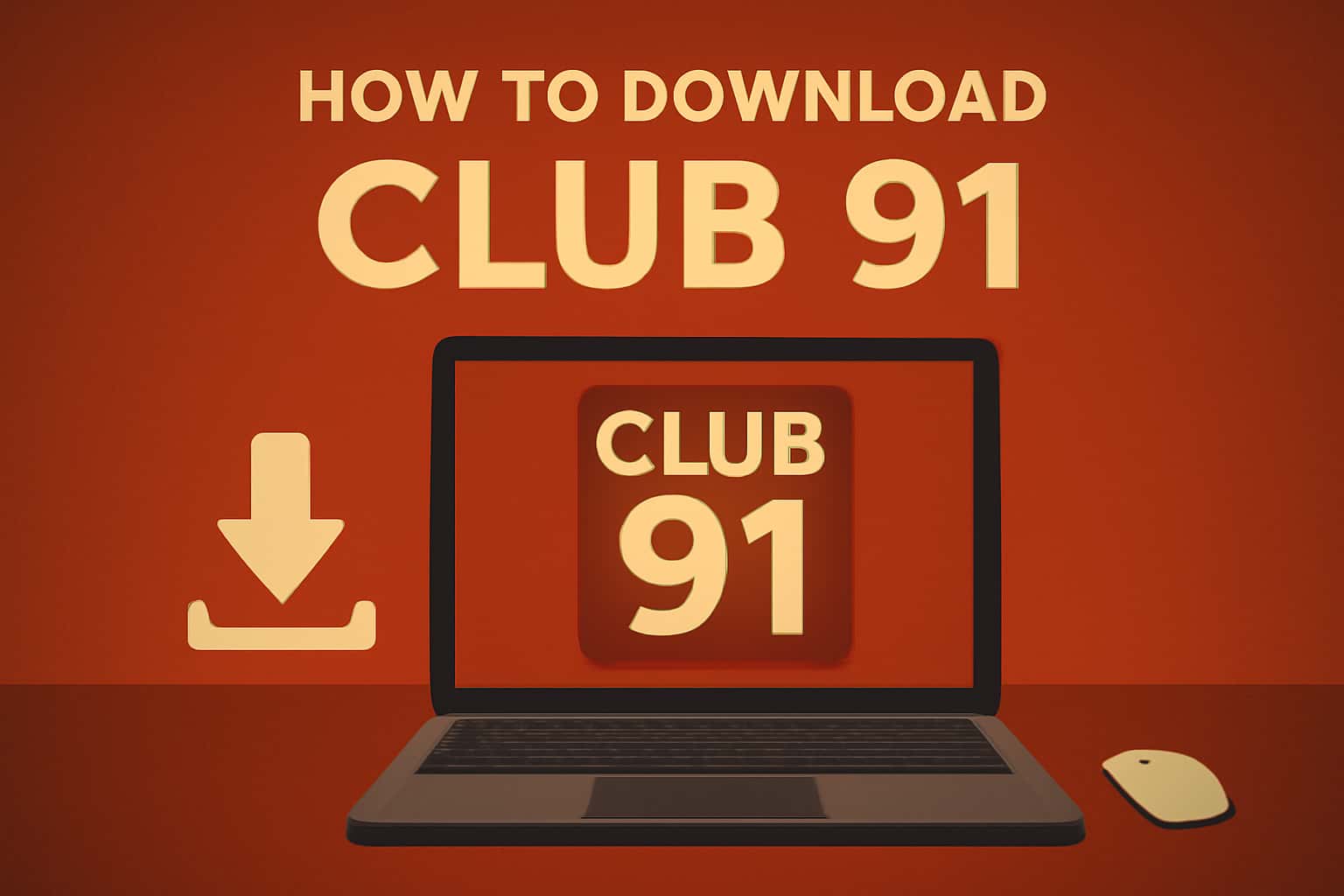 An informational scene detailing how to download the Club 91 app with a tech-inspired aesthetic.