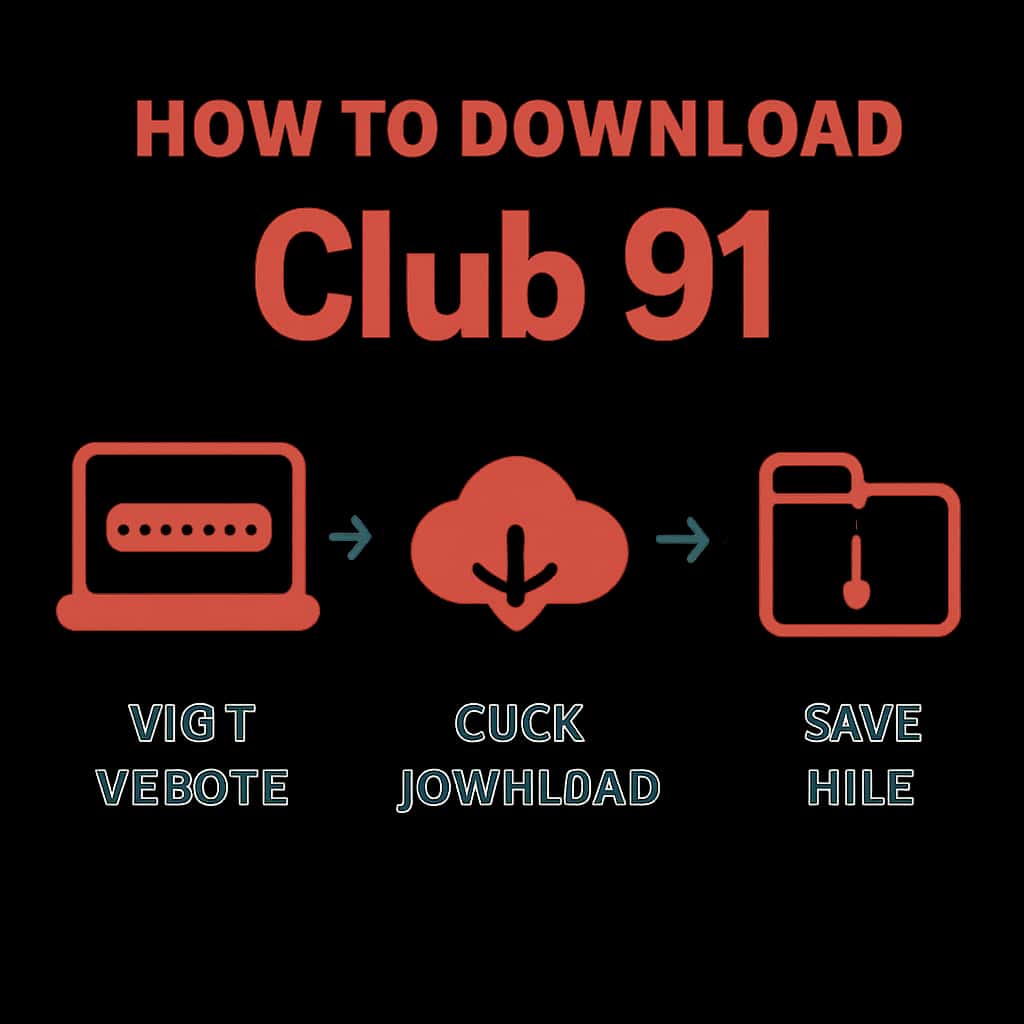 An educational diagram outlining the steps to download Club 91.