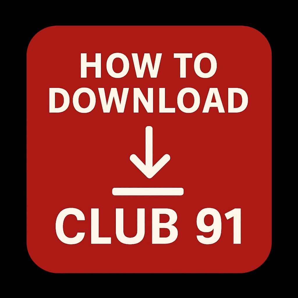 A professional badge representing the download guide for the Club 91 app.