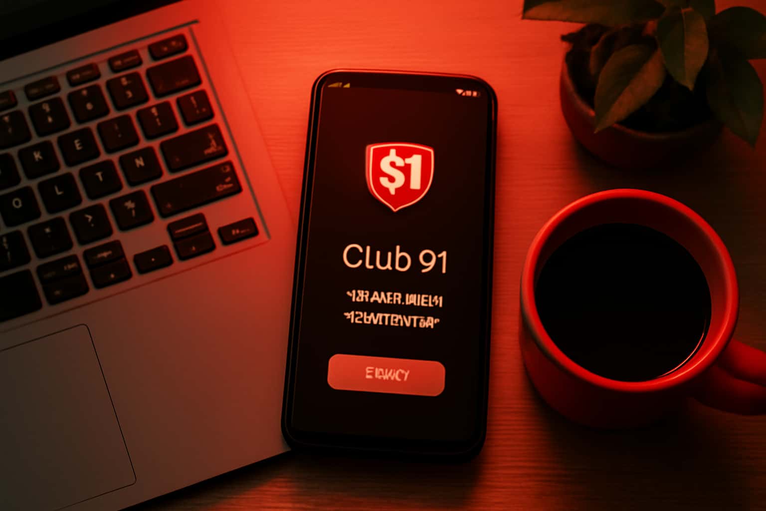 Informational scene showcasing the installation process of Club 91 on Android devices.