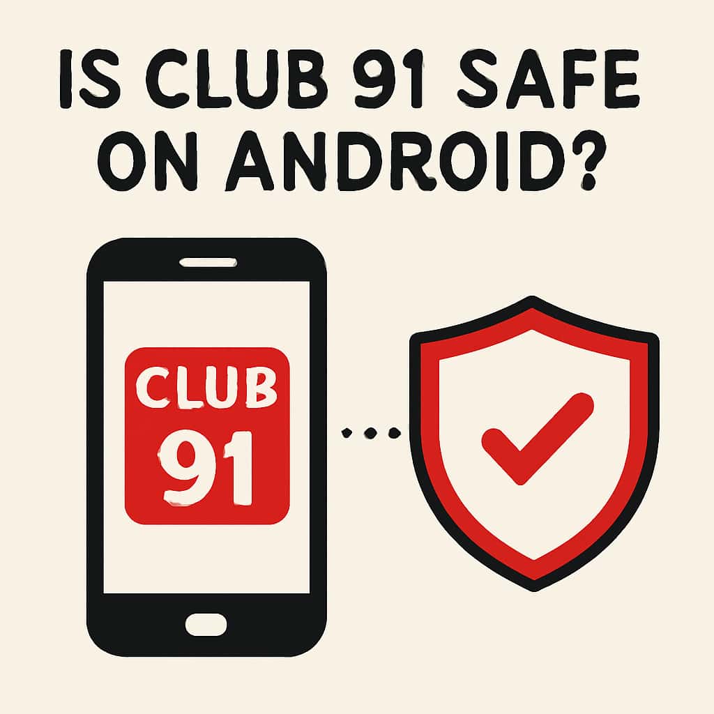 An illustration explaining the safety of Club 91 on Android.