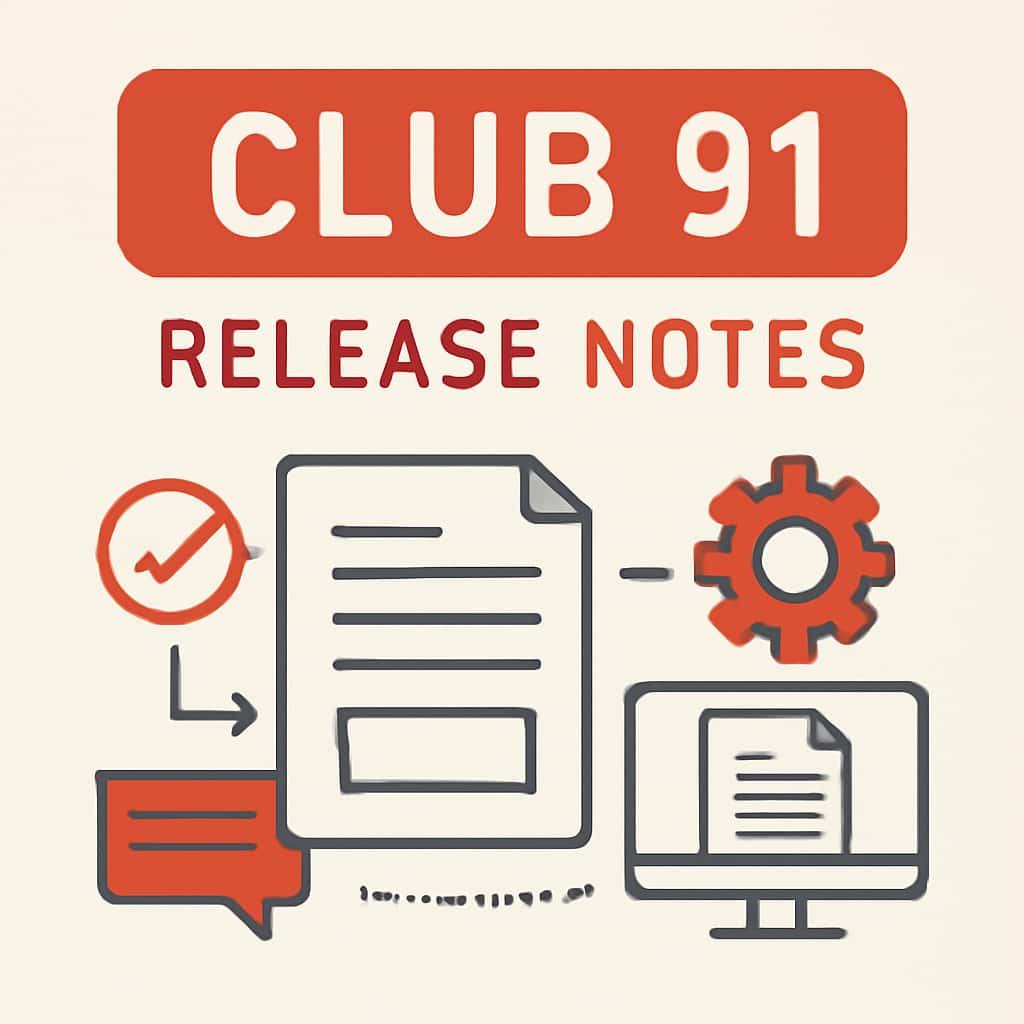 Diagram illustrating Club 91 Release Notes procedures.