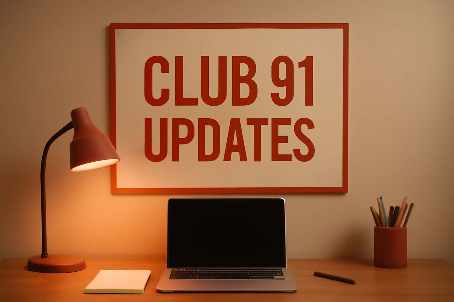 An informational scene showing updates related to Club 91.