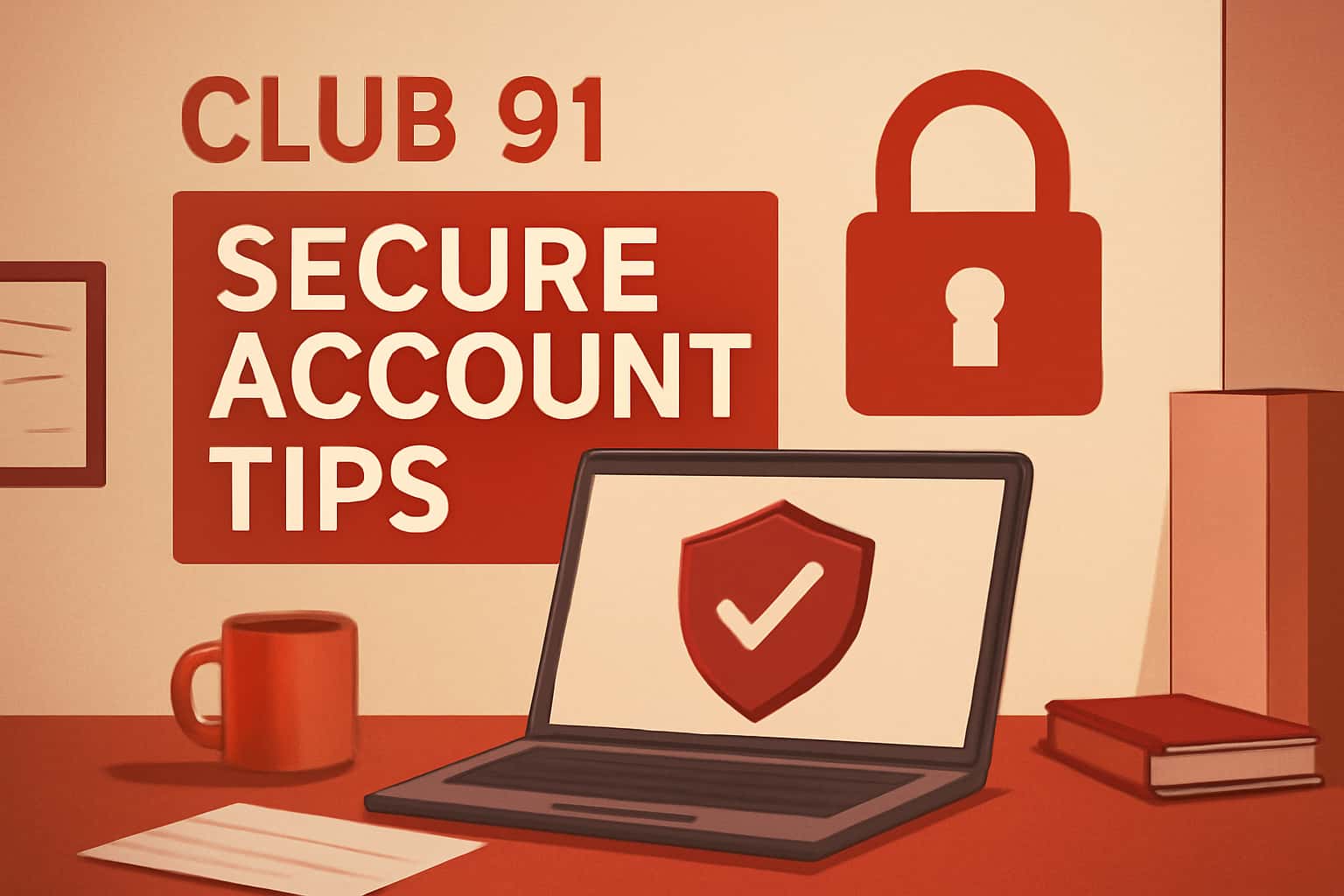 An informational graphic about Secure Club 91 Account Tips, highlighting key advice.