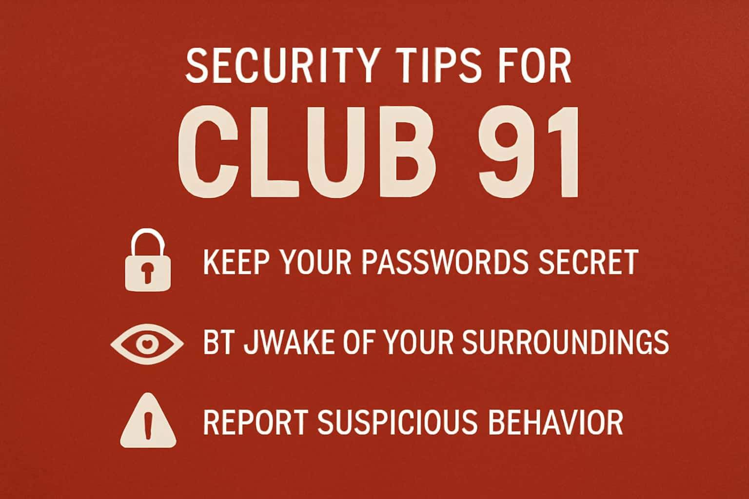 An informative visual about security measures for Club 91.