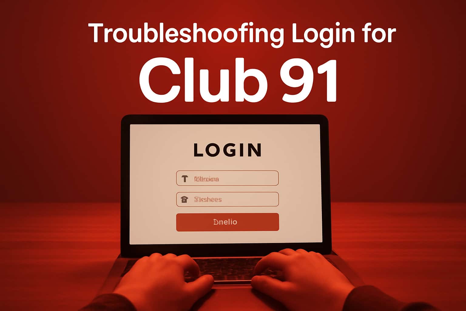 An informative scene depicting troubleshooting login issues for the Club 91 app.