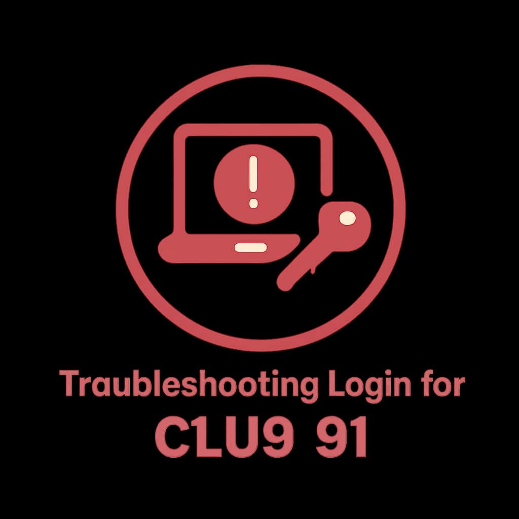 A minimal badge representing the troubleshooting guide for Club 91 login issues.