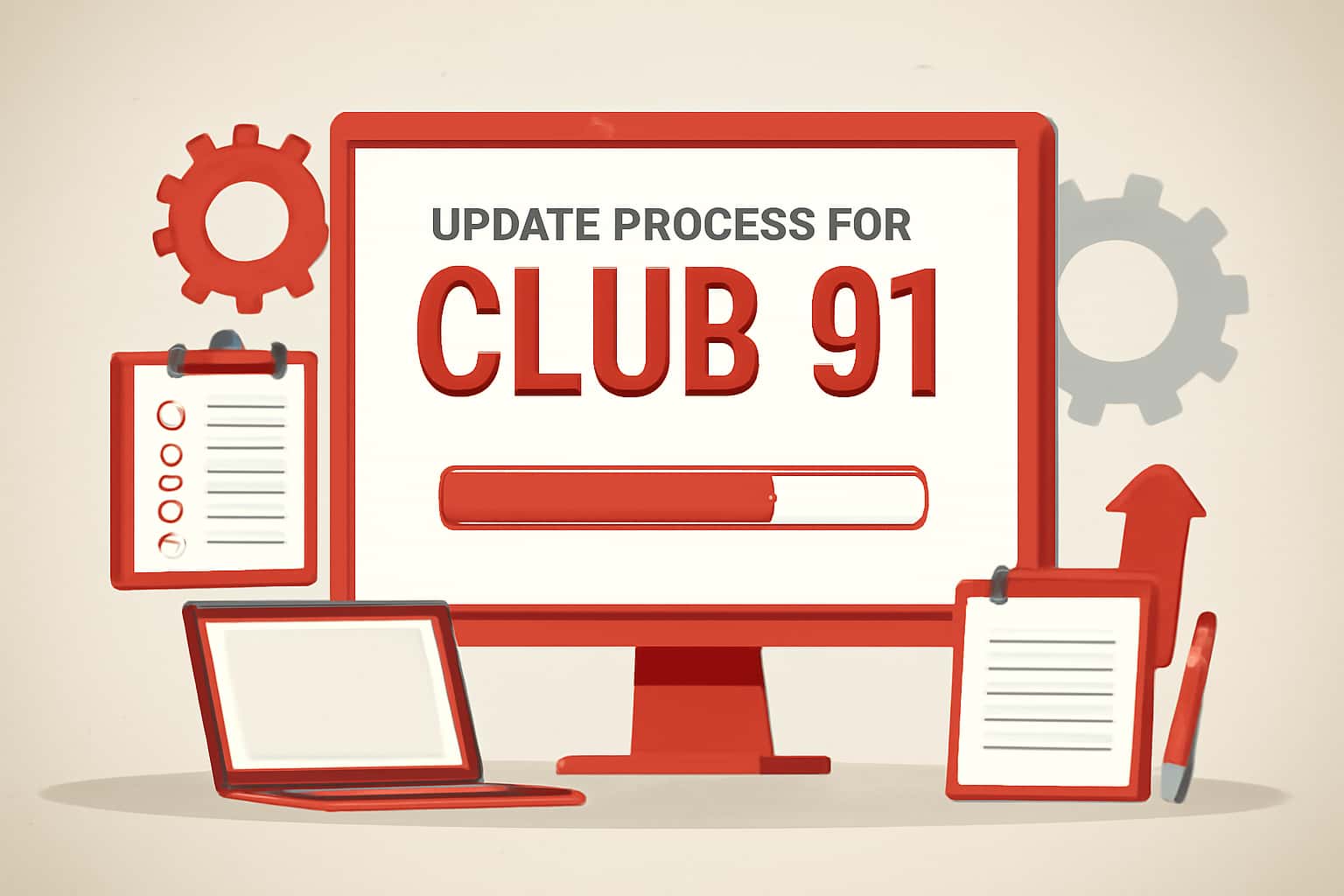 Informational scene about the update process for the Club 91 app.