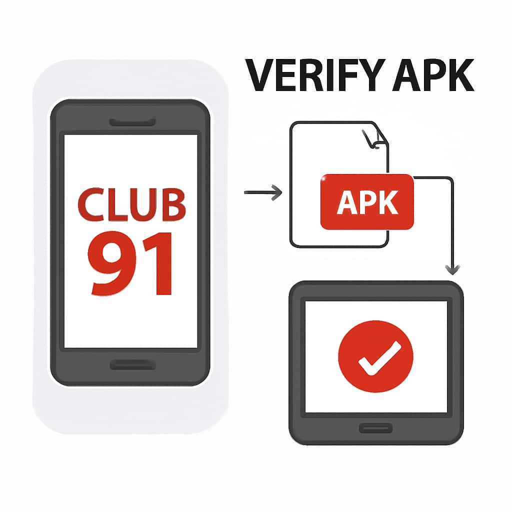 Diagram explaining the installation process for Verify Club 91 APK.